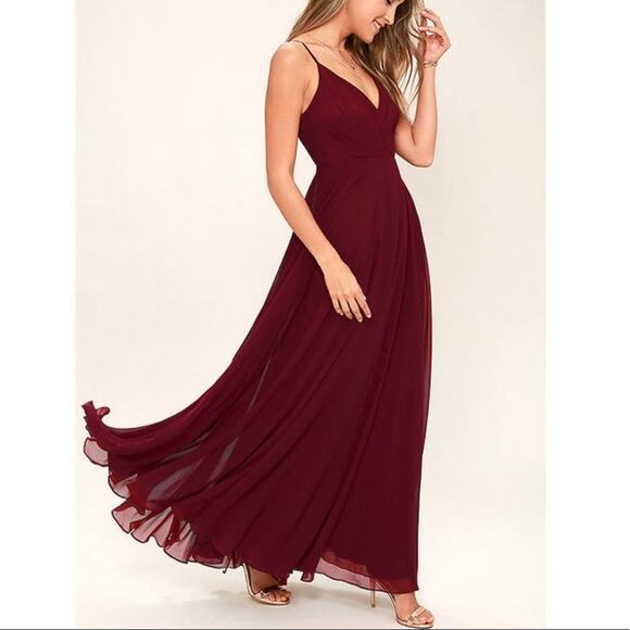Lulus All About Love Wine Red Maxi Dress Size Medium NEW - Picture 1 of 12